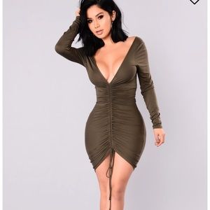 Fashionova olive ruched dress